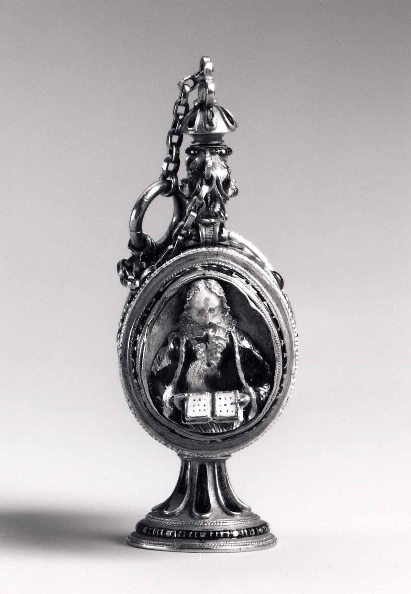 Pendant scent bottle, Reinhold Vasters (German, Erkelenz 1827–1909 Aachen), Enameled gold and agate. 