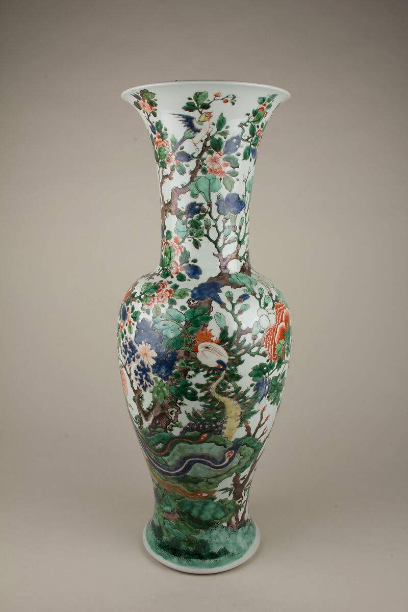 Vase with birds and flowers, Porcelain painted in overglaze polychrome enamels (Jingdezhen ware), China