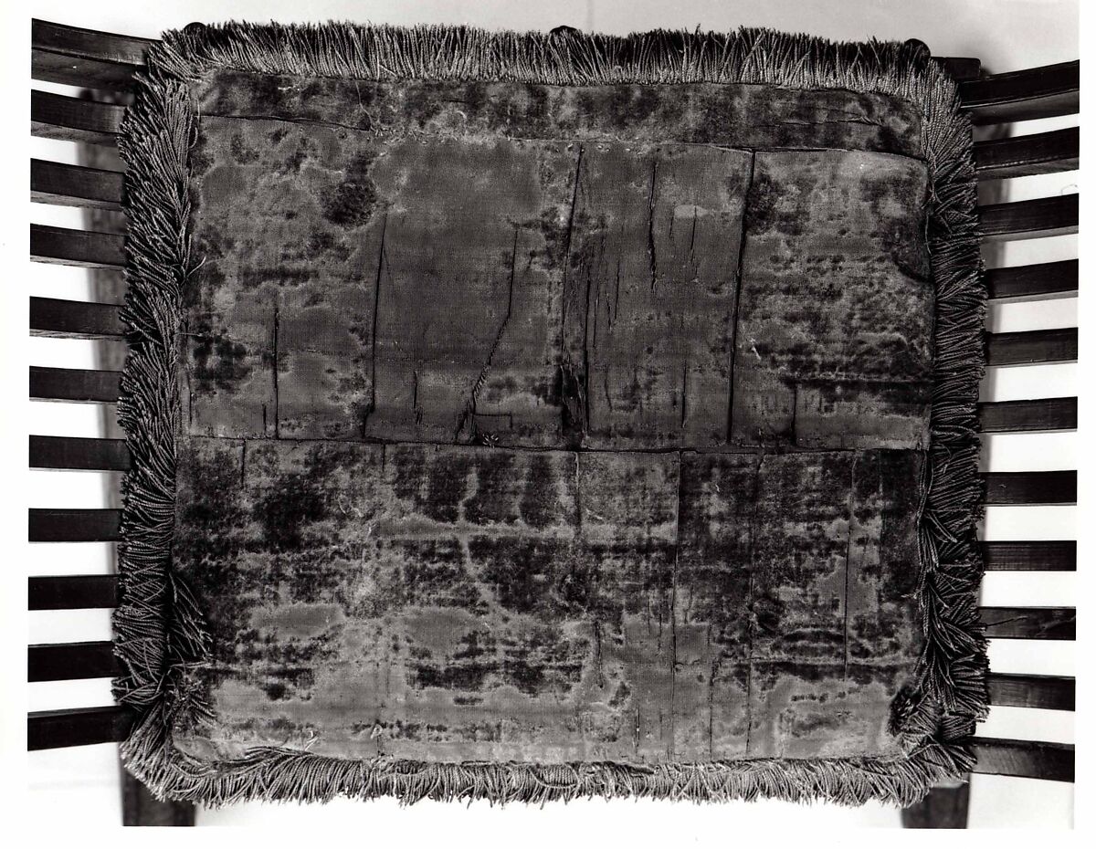 Folding armchair (sedia a Savonarola type), Walnut, turned and carved; silk, Italian