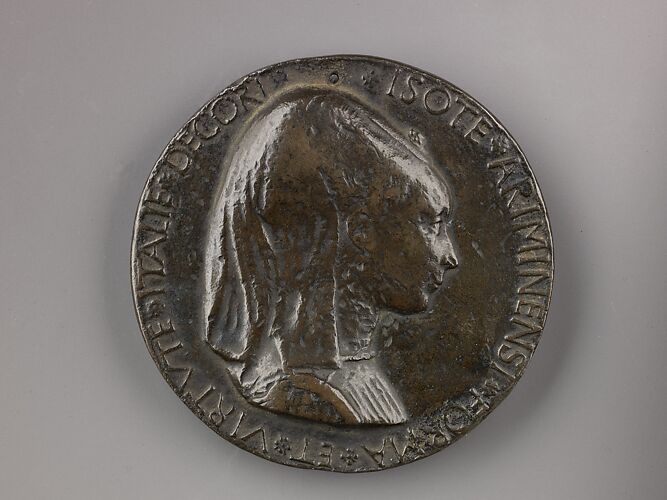 Portrait medal of Isotta degli Atti (obverse); An Elephant (reverse)