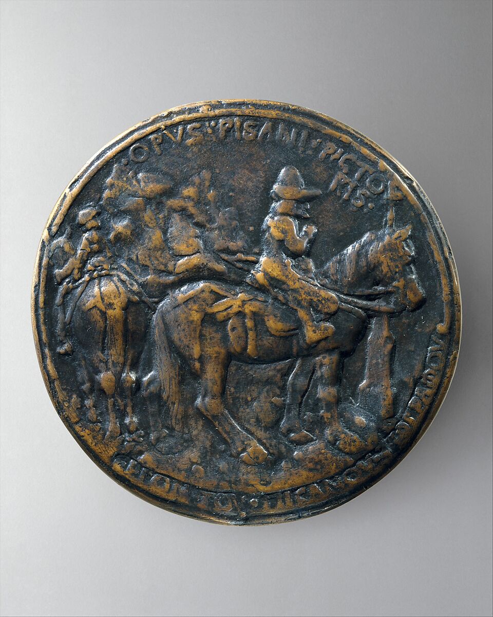 Medal:  John VIII Palaeologus, Pisanello (Antonio Pisano) (Italian, Pisa or Verona by 1395–1455), Copper alloy with warm brown patina and dark wax.
