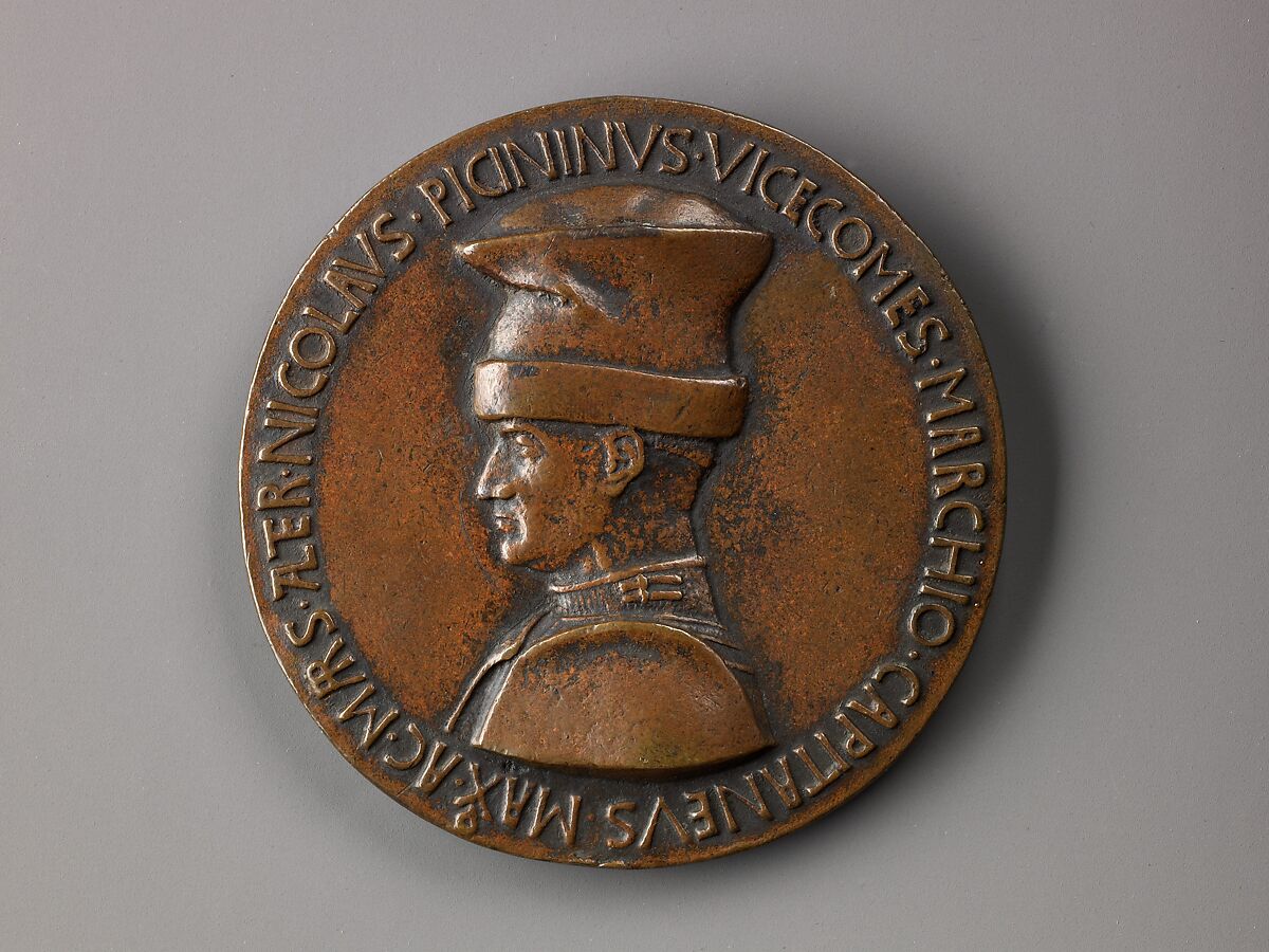 Portrait medal of Niccolò Piccinino (obverse); A Griffin (reverse), Pisanello (Antonio Pisano) (Italian, Pisa or Verona by 1395–1455), Bronze (copper alloy with reddish brown patina and traces of dark wax) 