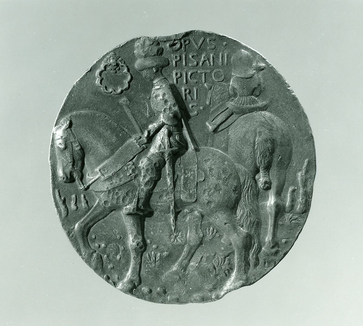 Medal:  Gianfrancesco I Gonzaga, Pisanello (Antonio Pisano) (Italian, Pisa or Verona by 1395–1455), Copper alloy with dark patina and dark layer of wax
