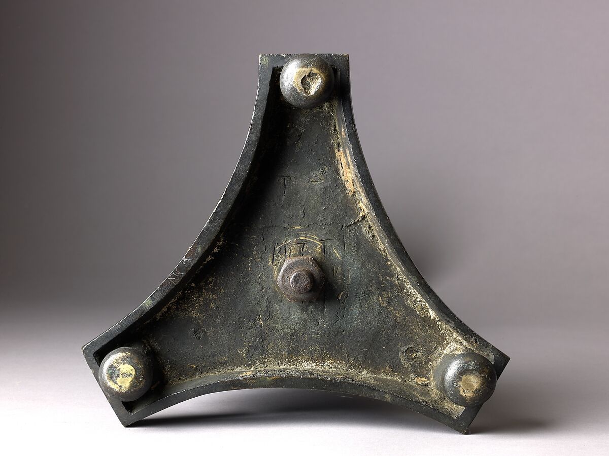 Candlestick with figures of caryatids and putti, Italian  , Venice (?), Copper alloy, with dark green to black patina., Italian, Venice (?)