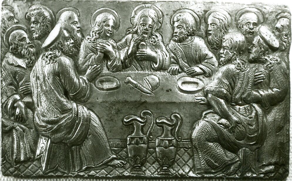 The Last Supper, Copper alloy, the obverse gilt, the reverse with a reddish brown patina and remnants of solder in the corners., South Netherlandish or German 