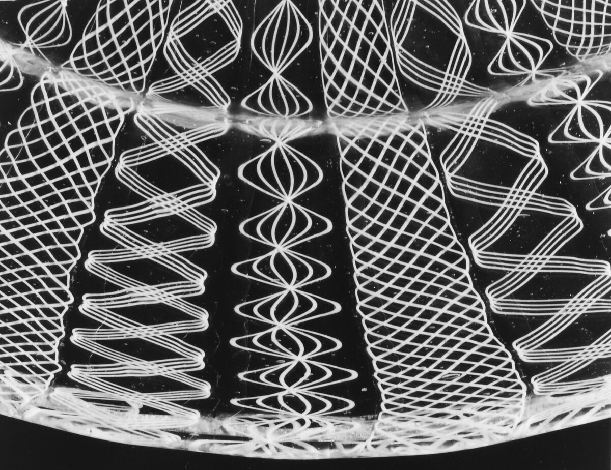 Plate, Colorless (slightly grayish tan) and opaque white nonlead glass. Blown, "vetro a retorti"., Italian (Venice)