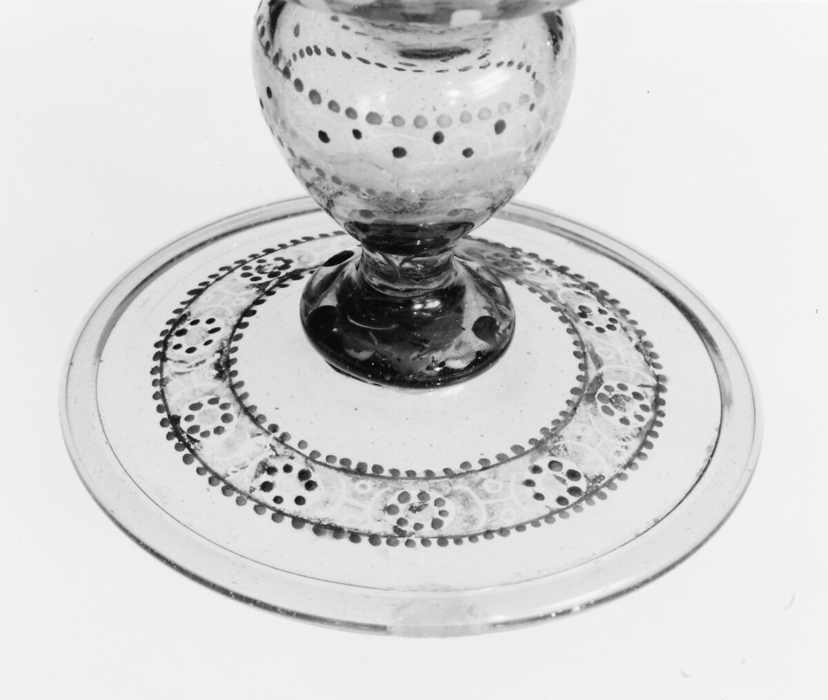 Armorial goblet, Colorless (strong gray) nonlead glass. Blown, enameled, gilt., Façon de Venise, probably southern Germany or Tyrol