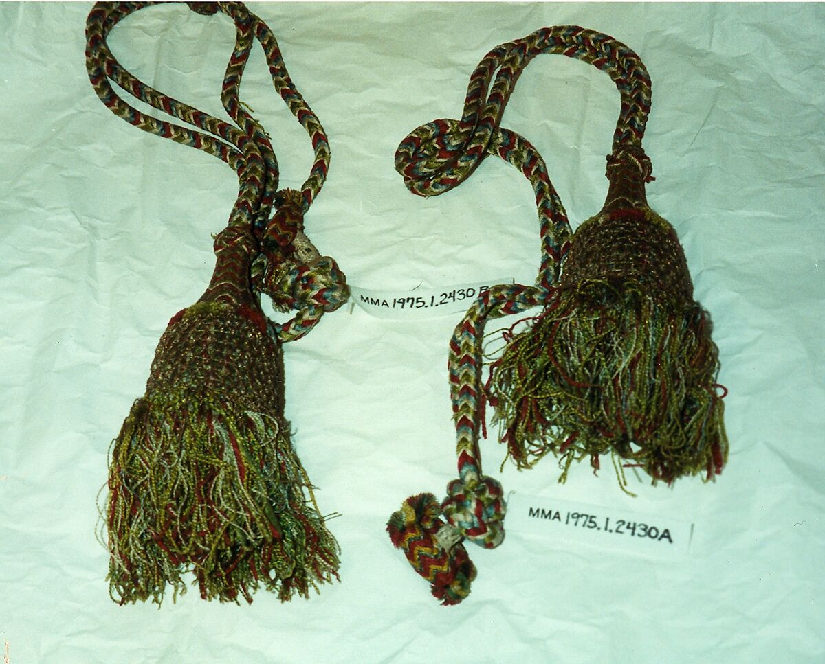 Pair of tassels, silk; metal, European 