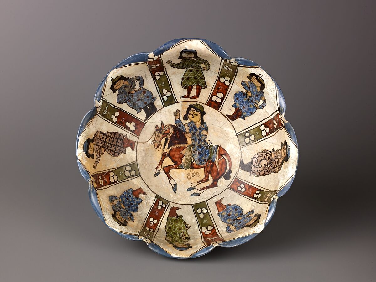 Lobed bowl, Minai'i ("enameled") ware, Minai'i ware.  Fritware, stain - and overglaze -painted., Iranian 