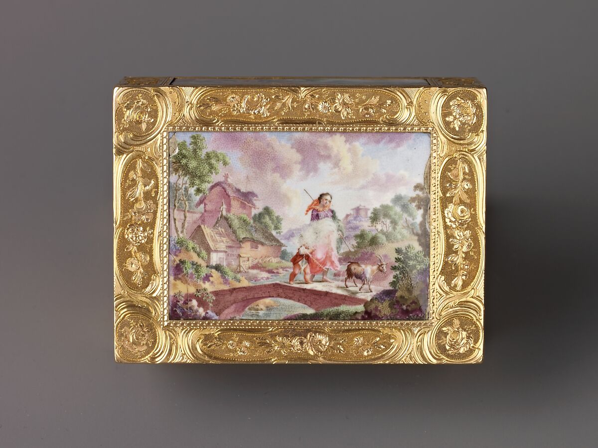 Snuffbox with Pastoral Scenes, Gold and enamel, North German