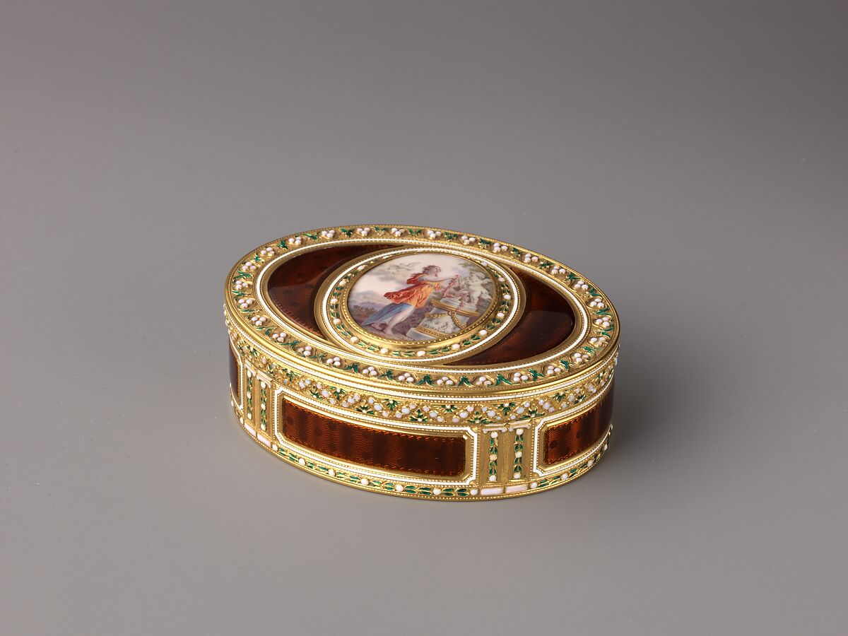 Snuffbox with a Scene of Venus and Cupid, Joseph Etienne Blerzy (French, active 1750–1806), Gold and enamel 