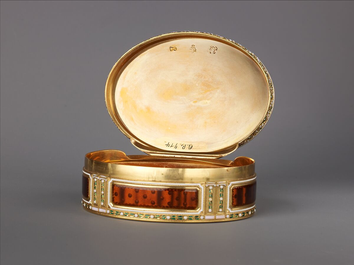 Snuffbox with a Scene of Venus and Cupid, Joseph Etienne Blerzy (French, active 1750–1806), Gold and enamel