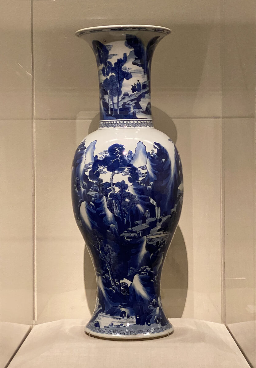 Vase with landscape scenes
, Porcelain painted in underglaze cobalt blue (Jingdezhen ware), China