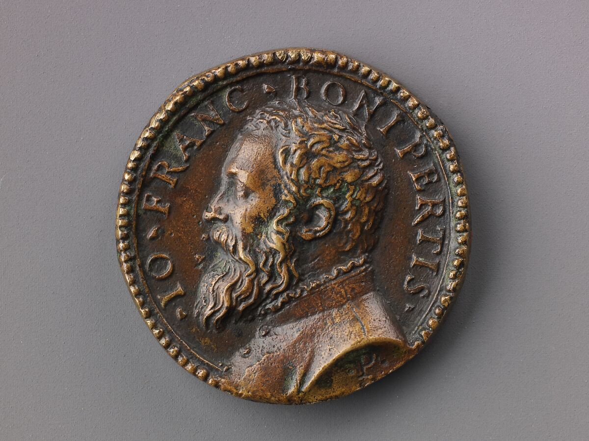Medal:  Bust of Gianfrancesco Boniperti, Pastorino de Pastorini (Italian, Castelnuovo della Berardenga 1508–1592 Florence), Bronze (Copper alloy with reddish brown
patina over a yellowish patina).