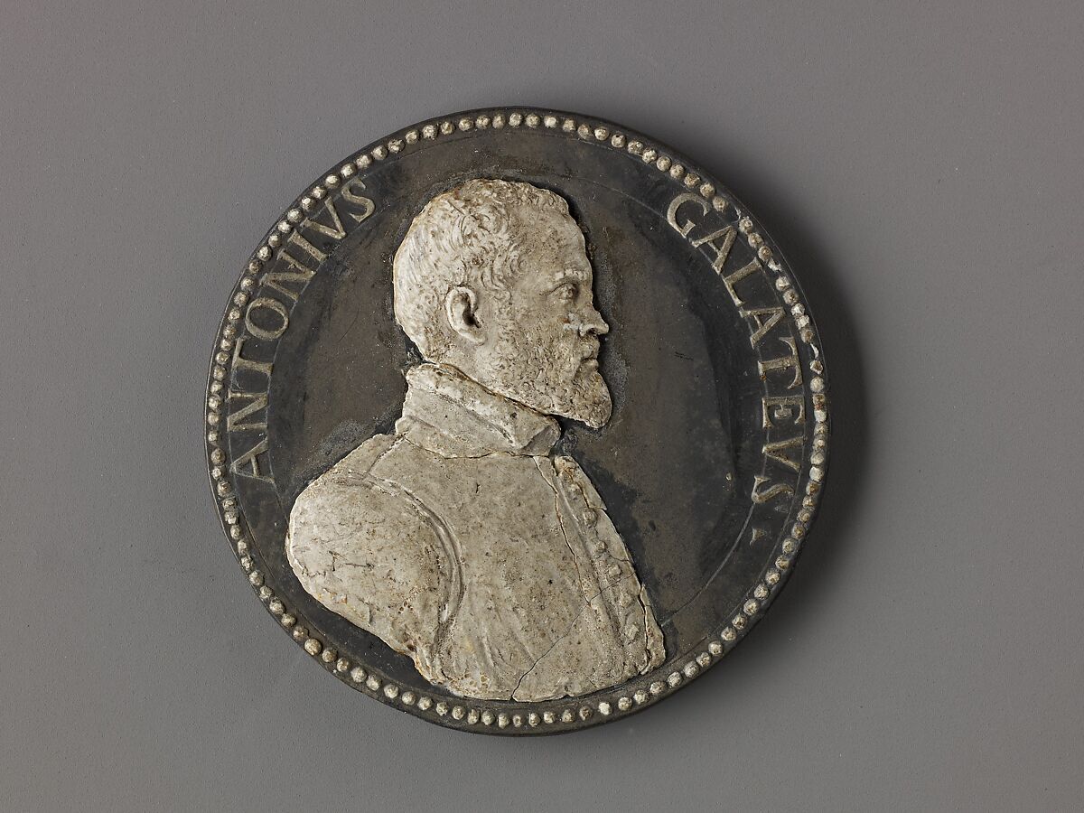 Model for a Medal of Antonio de Ferraris (Il Galateo), Attributed to Leone Leoni (Italian, Menaggio ca. 1509–1590 Milan), Wax on slate. 