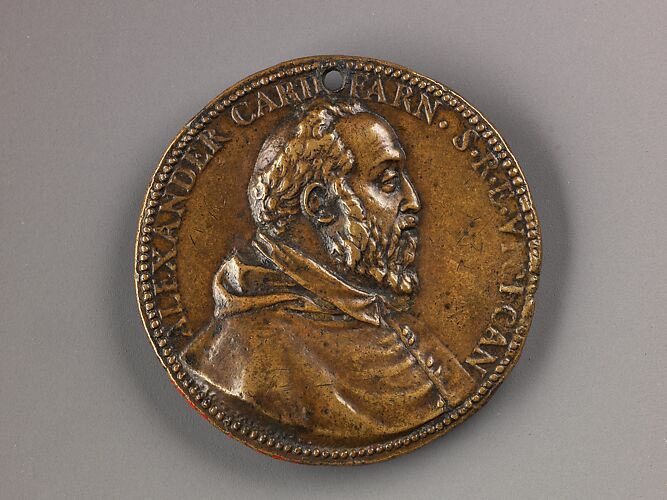 Portrait medal of Cardinal Alessandro Farnese (obverse); Il Gesù (reverse)