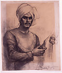 Man in a Turban, Mary Sholes Boyan (American), Charcoal