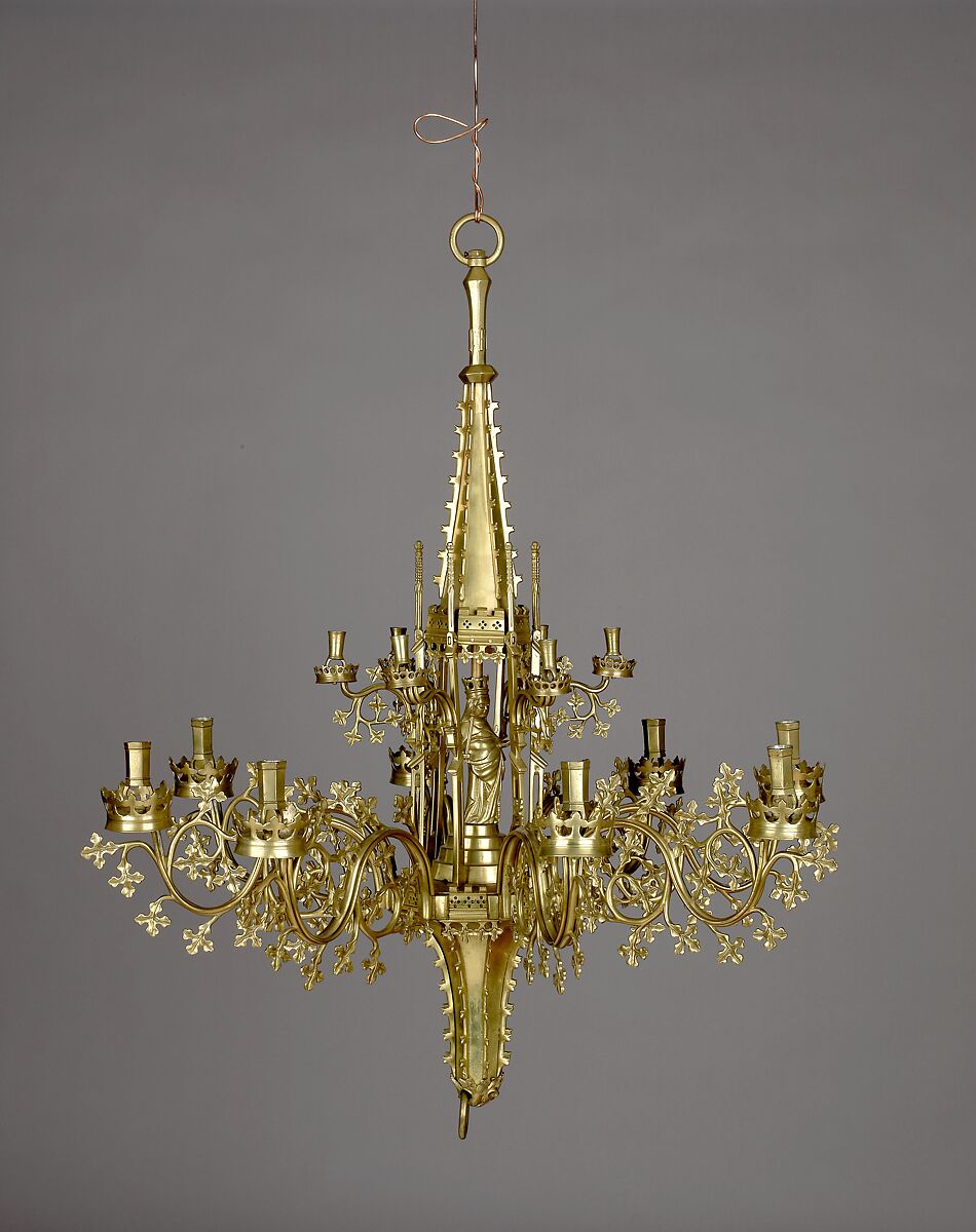 Chandelier with tabernacle (Kapellenkrone), Brass, South Netherlandish, Dinant (?) 