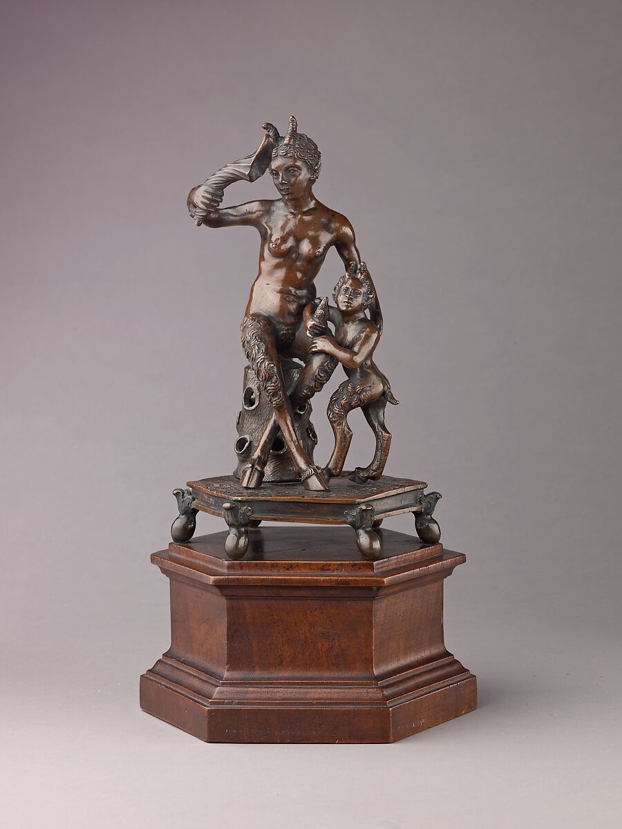 Satyress and her Infant, Workshop of Severo Calzetta da Ravenna (Italian, active by 1496, died before 1543), Bronze, light reddish brown patina.