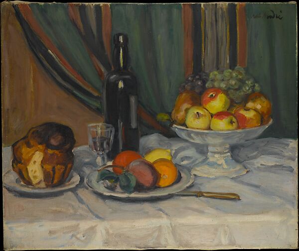 Still Life with Fruit and Brioche, Albert André (French, Lyons 1869–1954 Laudun), Oil on canvas