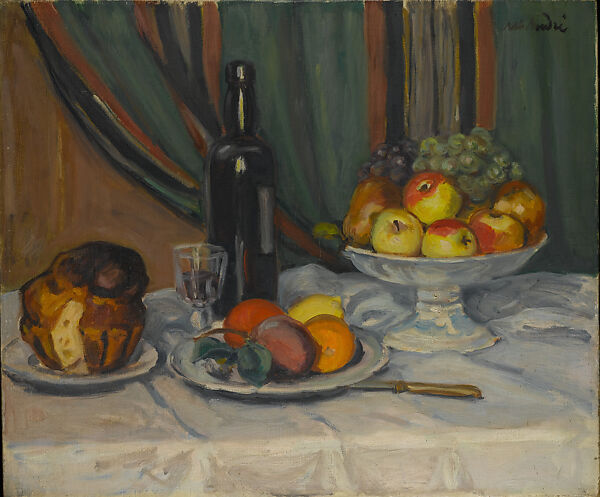 Still Life with Fruit and Brioche, Albert André (French, Lyons 1869–1954 Laudun), Oil on canvas 