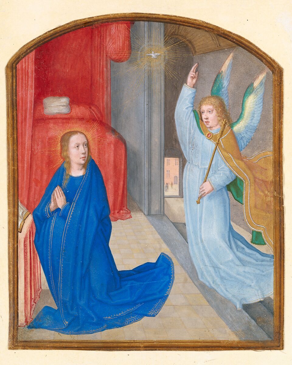 The  Annunciation, Circle of Gerard David (Netherlandish, Oudewater ca. 1455–1523 Bruges), Tempera on parchment 