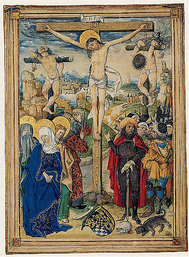 The Crucifixion, Circle of the Housebook Master (German, active Middle Rhineland, ca. 1470–1500), Tempera on parchment, German, possibly Mainz and/or Cologne
