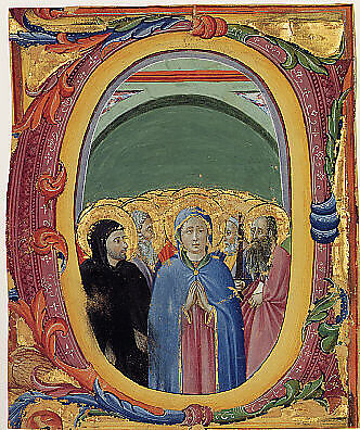 All Saints in an Initial E or O, Osservanza Master (Italian, Siena, active second quarter 15th century), Tempera and gold on parchment, Italian, Siena