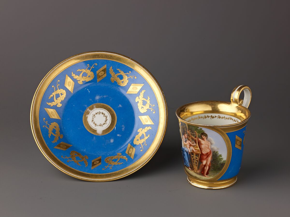 Cup and Saucer, Hard-paste porcelain, Austrian, Vienna 