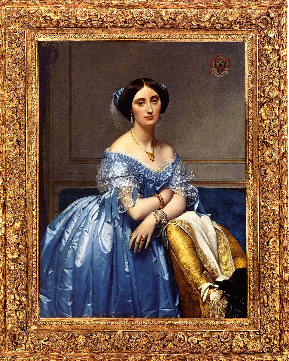 Louis XIII style Ovolo frame (for Ingres's Portrait of the Princesse de Broglie), Pine; plaster ornament.  Gilt; pink-orange bole., French (made United States)