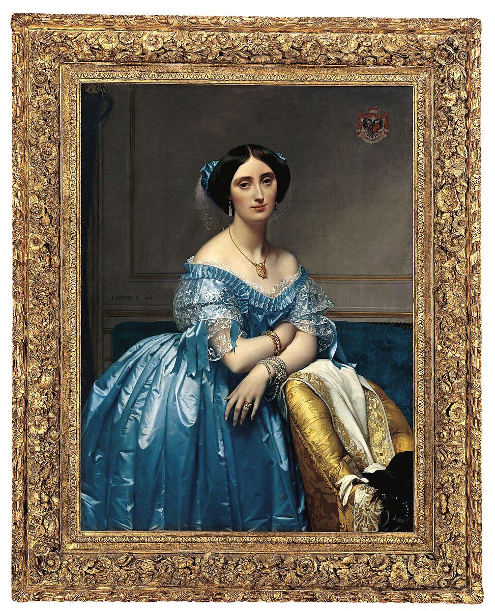 Louis XIII style Ovolo frame (for Ingres's Portrait of the Princesse de Broglie), Pine; plaster ornament.  Gilt; pink-orange bole., French (made United States) 