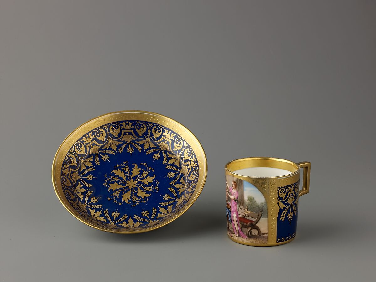 Cup and saucer, Hard-paste porcelain, Austrian, Vienna 