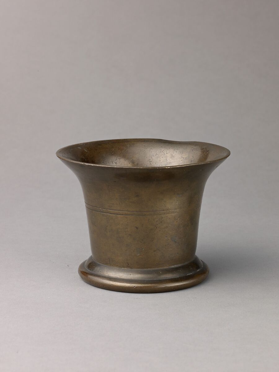 Mortar, Reddish copper alloy with dull brown to pale green patina., Italian or Spanish 