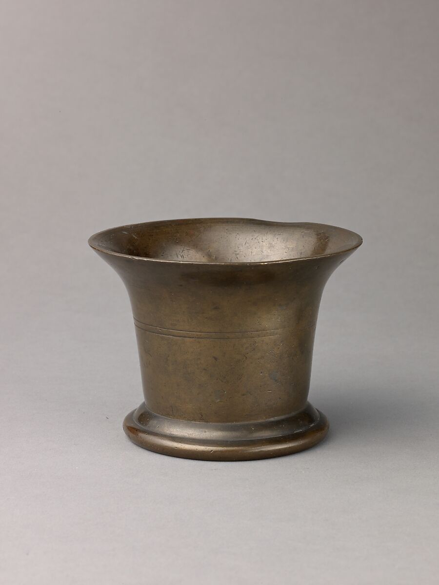 Mortar, Reddish copper alloy with dull brown to pale green patina., Italian or Spanish