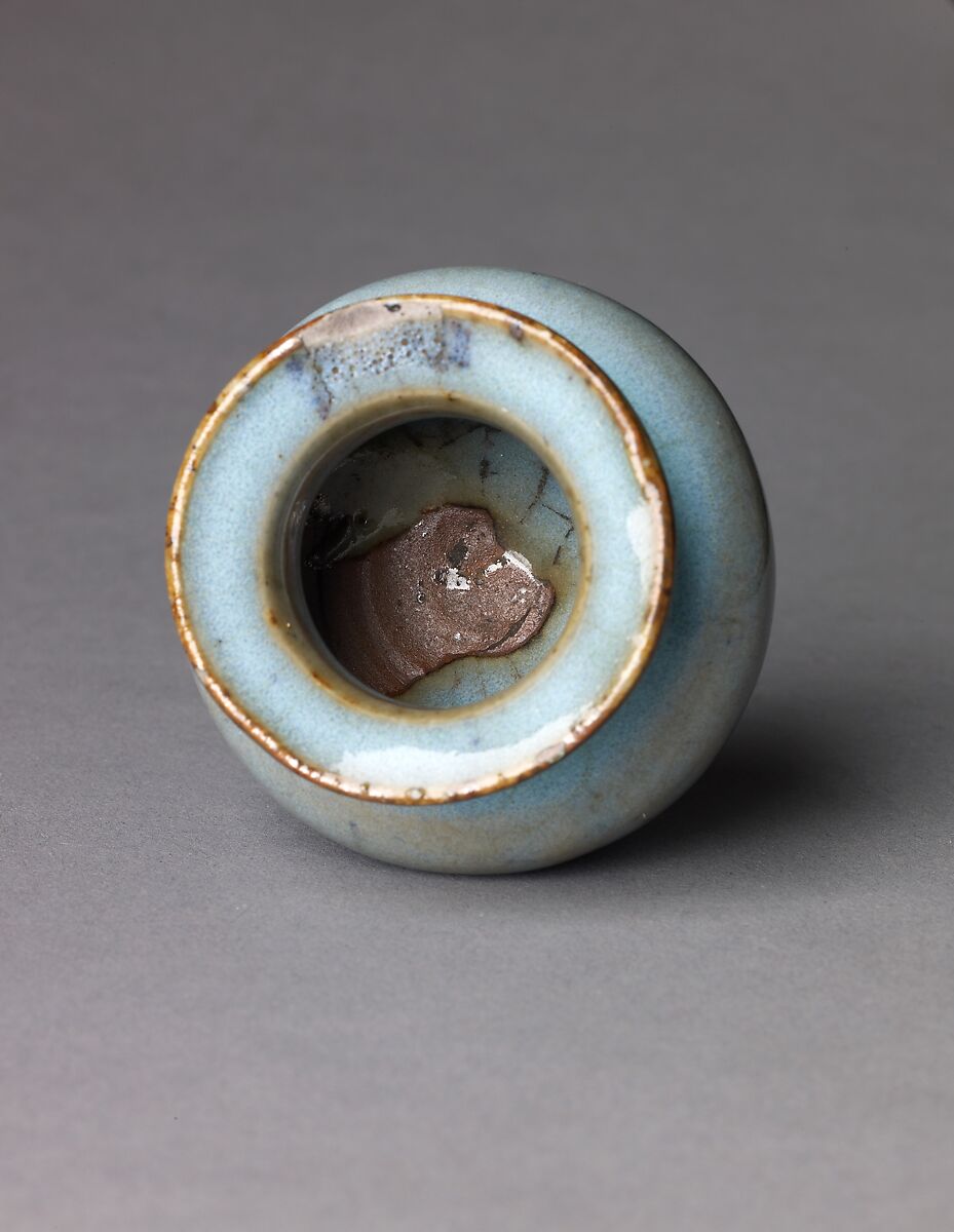 Miniature incense burner, Jun ware, Chinese  , Jin/Yuan Dynasty, Stoneware with blue glaze., Chinese