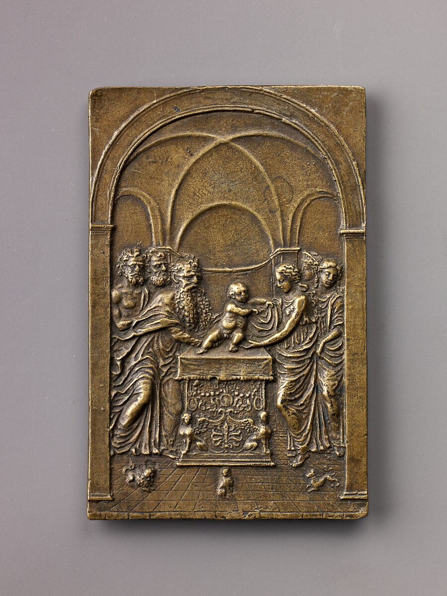 The Presentation of Christ in the Temple, Moderno (Galeazzo Mondella) (Italian, Verona 1467–1528 Verona), Copper alloy with greenish brown natural patina. 