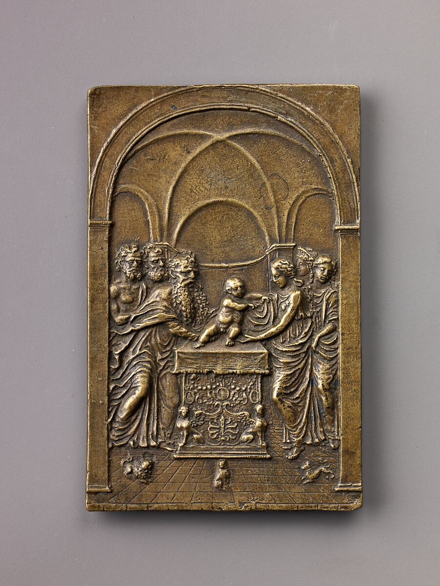 The Presentation of Christ in the Temple, Moderno (Galeazzo Mondella) (Italian, Verona 1467–1528 Verona), Copper alloy with greenish brown natural patina.