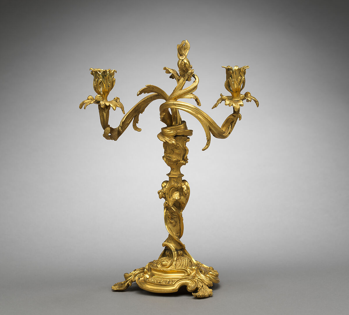 Candlestick with Two Branches, Gilt bronze., French, Paris
