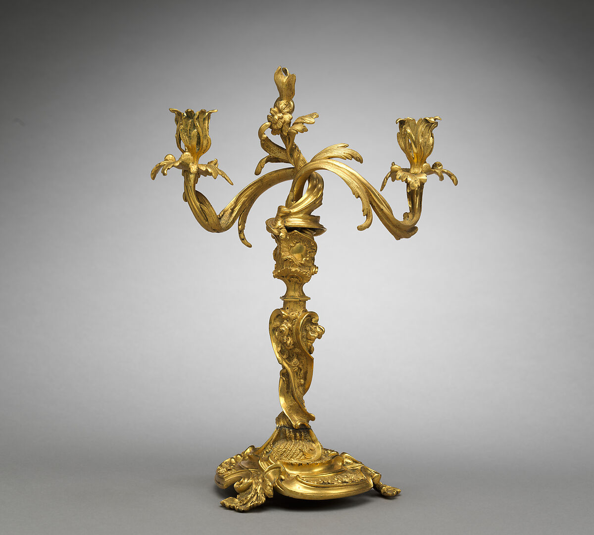 Candlestick with Two Branches, Gilt bronze., French, Paris