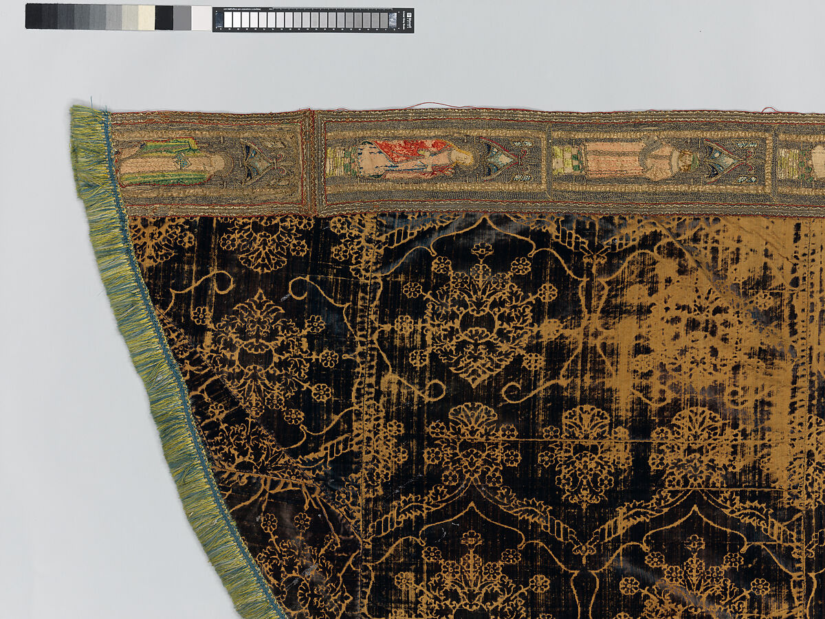 Cope with an Orphrey, Silk, wool, linen,, Italian and French