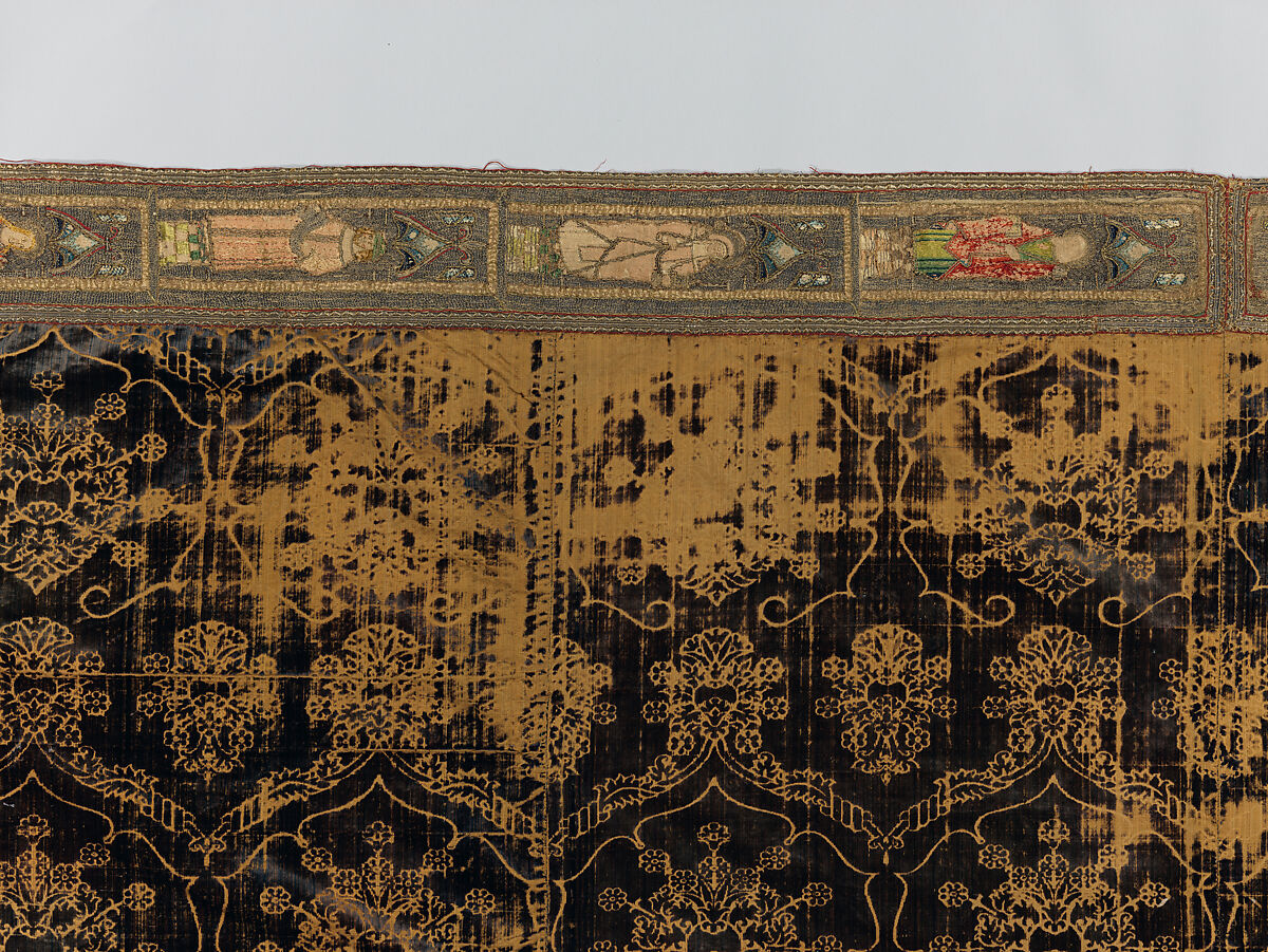 Cope with an Orphrey, Silk, wool, linen,, Italian and French