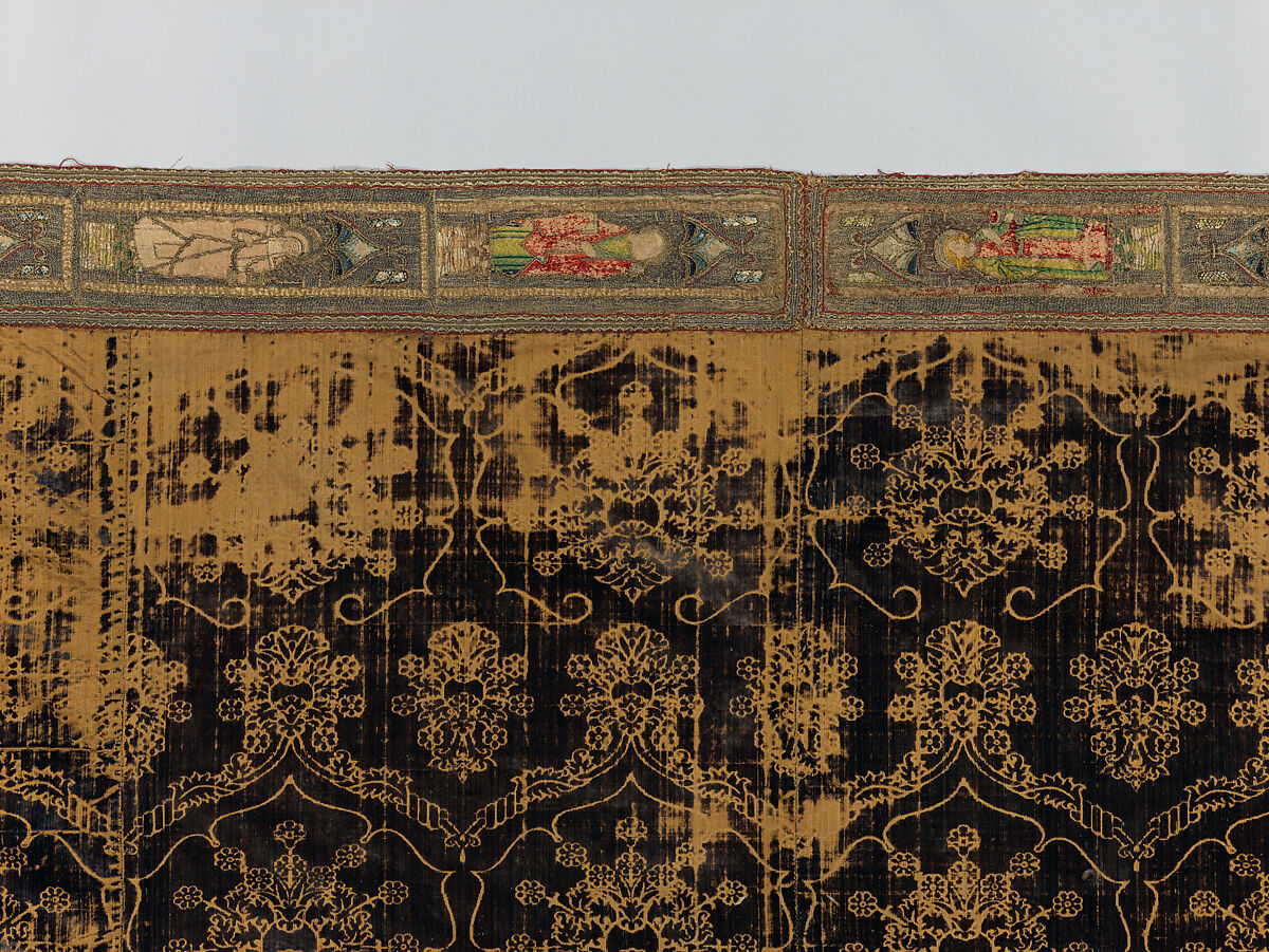 Cope with an Orphrey, Silk, wool, linen,, Italian and French