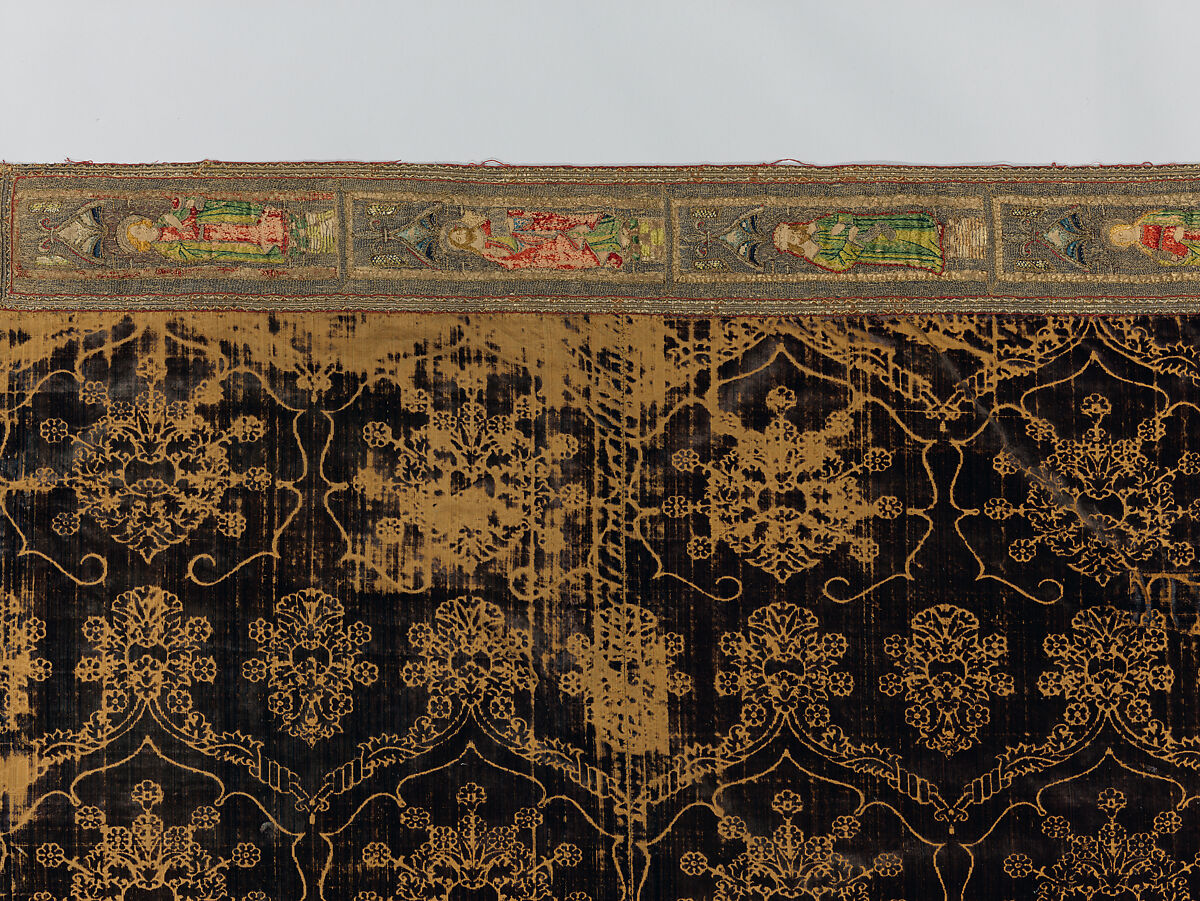 Cope with an Orphrey, Silk, wool, linen,, Italian and French