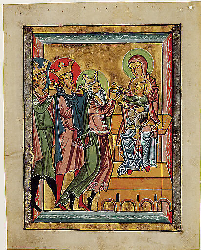 Adoration of the Magi, Southern Germany or Austria, Tempera and gold and silver leaf on parchment, Southern German or Austrian 