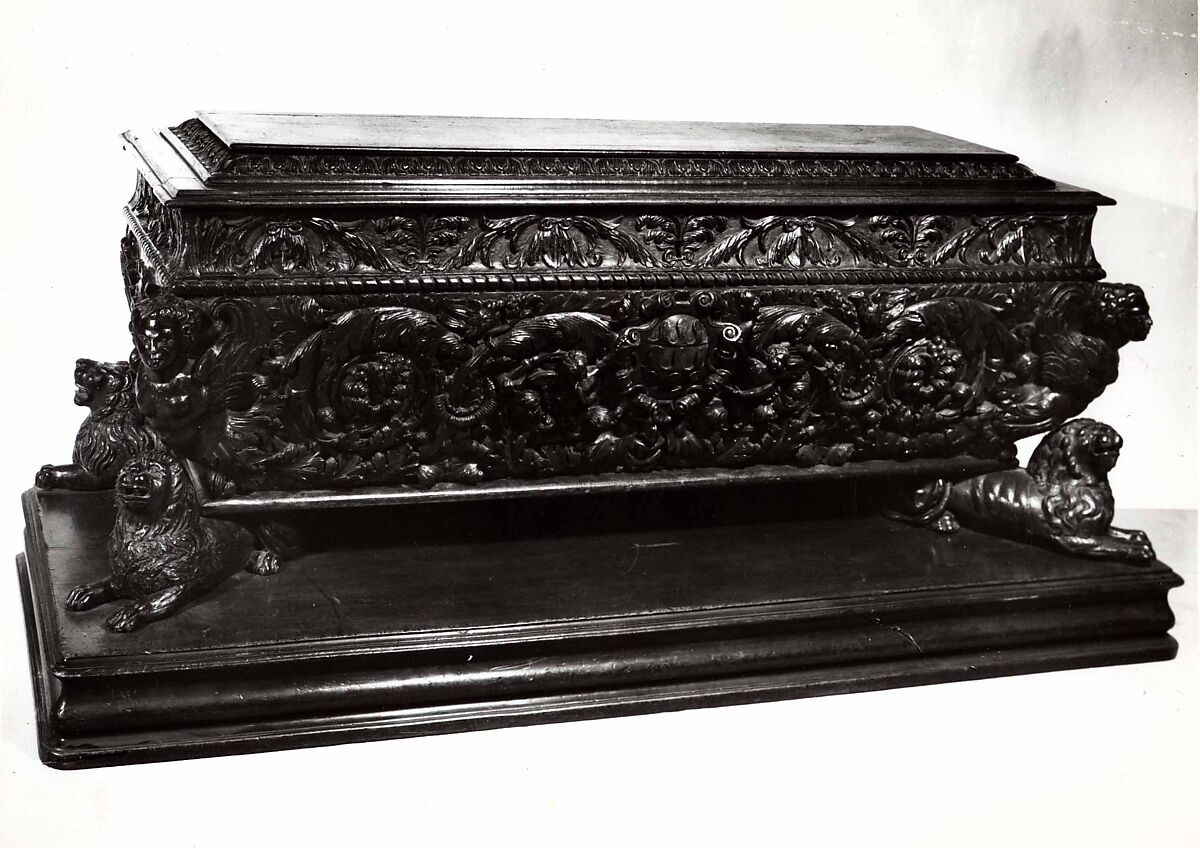 Cassone, Walnut, carved and partly gilded., Italian (Rome or Siena?)