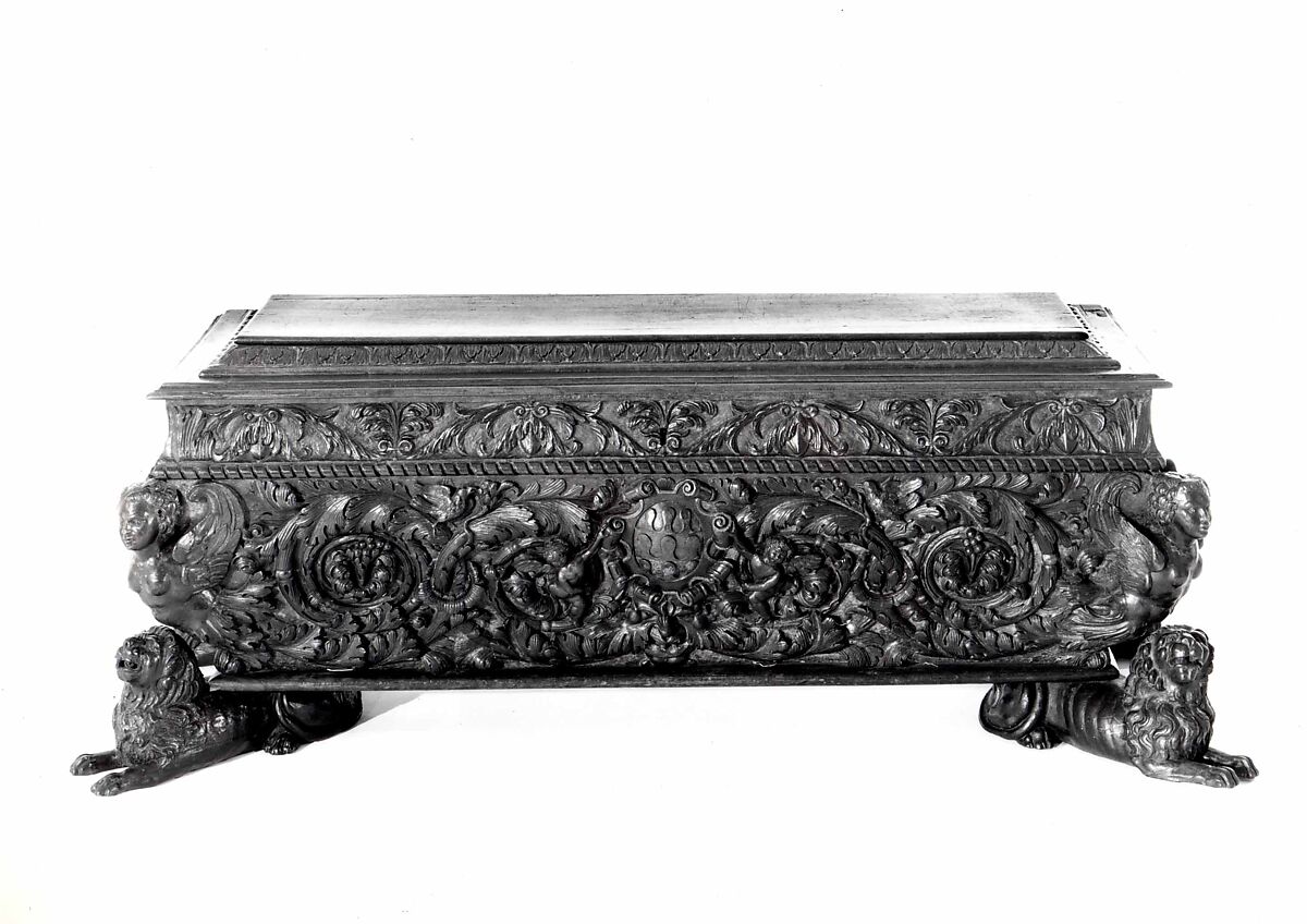 Cassone, Walnut, carved and partly gilded., Italian (Rome or Siena?)