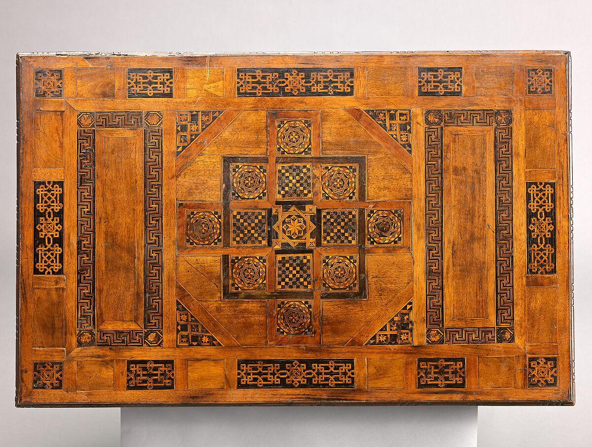 Center table, Walnut, poplar, maple, cherry, oak, ebonized wood., Italian