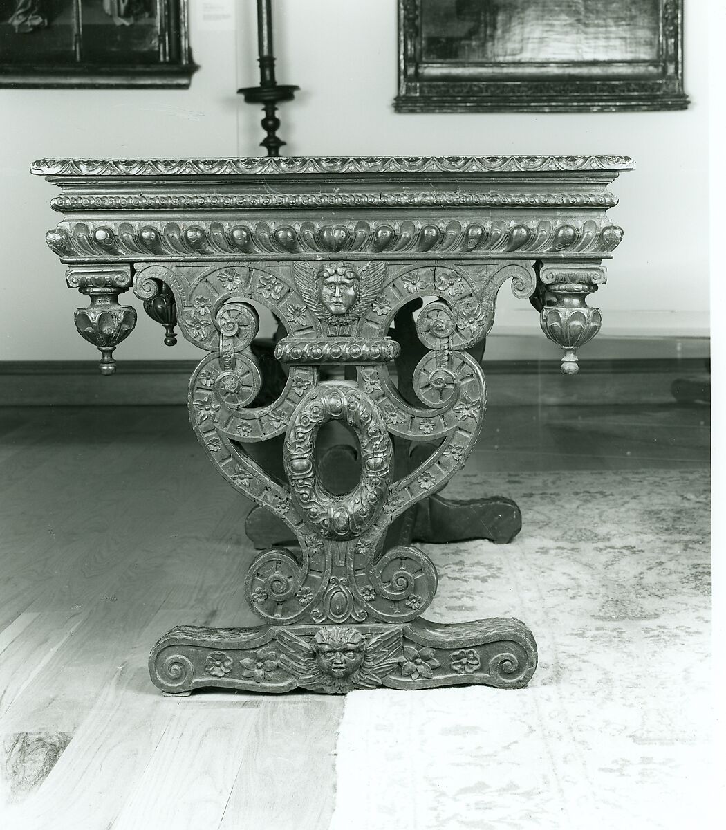 Center table, Walnut, carved., North Italian or French