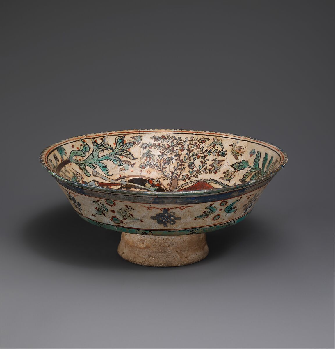 Bowl, Mina'i ("enameled") ware, Mina'i ware. Fritware, stain and overglaze-painted., Iranian