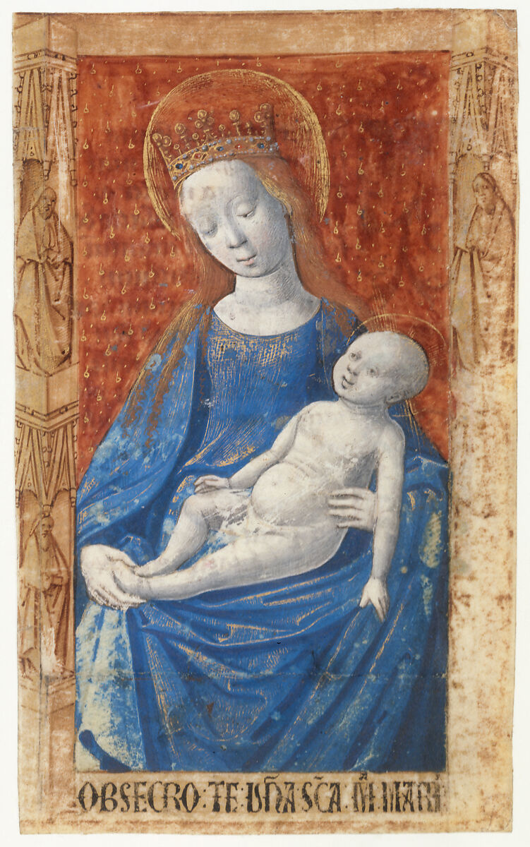 Virgin and Child, Master of Guillaume Lambert (French, Lyons, active 1480s), Tempera and gold leaf on parchment, French, Lyons